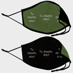 Mascarilla algodón orgánico reversible grande caqui y negra homologada con protección +90% personalizada