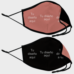 Mascarilla algodón orgánico reversible súper grande mahogany y negra homologada con protección +90% personalizada