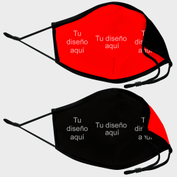 Mascarilla algodón orgánico reversible súper grande rojo y negra homologada con protección +90% personalizada