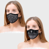 Mascarilla algodón orgánico reversible mediana bandana black y flower black homologada con protección +90%