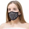 Mascarilla algodón orgánico reversible mediana dots black y flower antracite homologada con protección +90%