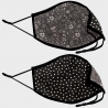Mascarilla algodón orgánico reversible mediana dots black y flower antracite homologada con protección +90%