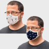 Mascarilla algodón orgánico reversible grande circus beige y space navy homologada con protección +90%