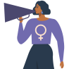 Parche redondo para el día de la mujer diseño Chica Hablando