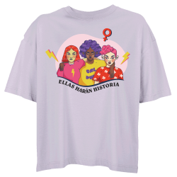 Camiseta oversize mujer para el día de la mujer diseño Ellas Harán Historia