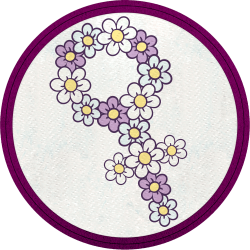 Parche redondo para el día de la mujer diseño Flores