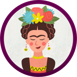 Parche redondo para el día de la mujer diseño Frida