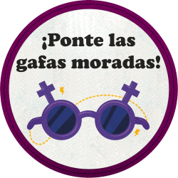 Parche redondo para el día de la mujer diseño Gafas Moradas