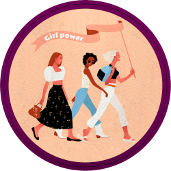 Parche redondo para el día de la mujer diseño Grupo De Chicas