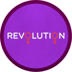 Parche redondo para el día de la mujer diseño Revolution