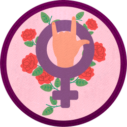 Parche redondo para el día de la mujer diseño ROSAS