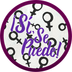 Parche redondo para el día de la mujer diseño Sí, Se Puede