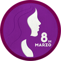 Parche redondo para el día de la mujer diseño Silueta