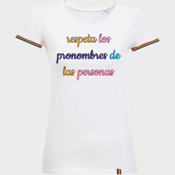 Camiseta rainbow mujer para el orgullo LGBTIQA+ diseño Respeta