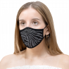 Mascarilla algodón orgánico reversible mediana ditsy flower grey y zebra black homologada con protección +90%