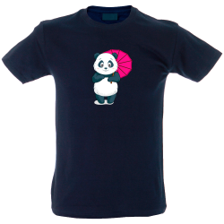 Camiseta hombre panda con paraguas