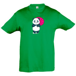Camiseta infantil panda con paraguas