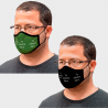 Mascarilla algodón orgánico reversible grande caqui y negra homologada con protección +90% personalizada