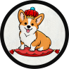 Parche redondo rey corgi