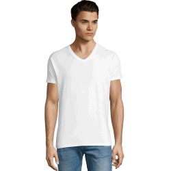 Camiseta cuello pico Sol's IMPERIAL V tallas grandes blanca