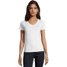 Camiseta de mujer cuello pico Sol's IMPERIAL V W blanca