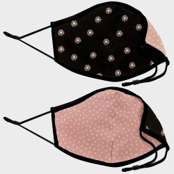 Mascarilla algodón orgánico reversible grande full dot pink y sun black homologada con protección +90%
