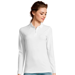 Polo manga larga de mujer tallas grandes Sol's PERFECT LSL W blanco
