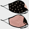 Mascarilla algodón orgánico reversible súper grande full dot pink y sun black homologada con protección +90%