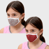 Mascarilla algodón orgánico reversible pequeña full dot dark red y ditsy flower pink homologada con protección +90%