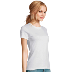 Camiseta de mujer blanca 100% algodón 190gr urgente