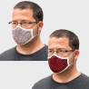 Mascarilla algodón orgánico reversible grande full dot dark red y ditsy flower pink homologada con protección +90%