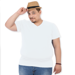 Camiseta cuello pico Sol's VICTORY tallas grandes blanca