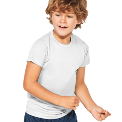 Camiseta infantil técnica blanca con impresión a 1 color