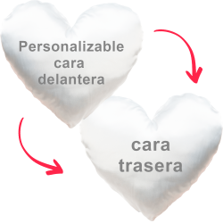 Cojín corazón 45x40cm personalizable delante y cara trasera blanca