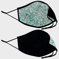 Mascarilla algodón orgánico reversible súper grande mini daisy green y negro homologada con protección +90%