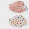 Mascarilla algodón orgánico reversible grande unicorn pink  y star homologada con protección +90%