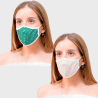 Mascarilla algodón orgánico reversible mediana estrellas verde homologada con protección +90%