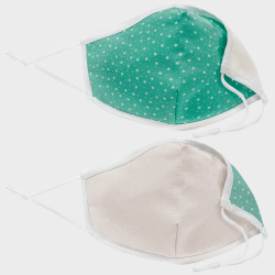 Mascarilla algodón orgánico reversible grande estrellas verde homologada con protección +90%