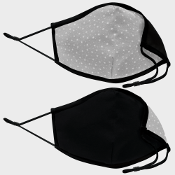 Mascarilla algodón orgánico reversible pequeña estrellas gris homologada con protección +90%