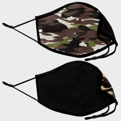 Mascarilla algodón orgánico reversible grande camuflaje kaki homologada con protección +90%