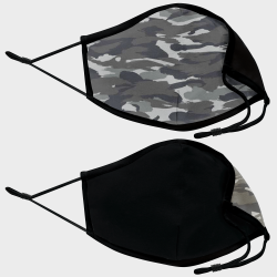 Mascarilla algodón orgánico reversible pequeña camuflaje gris homologada con protección +90%