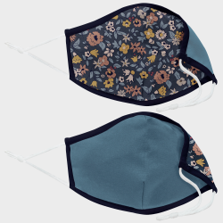 Mascarilla algodón orgánico reversible grande flores homologada con protección +90%