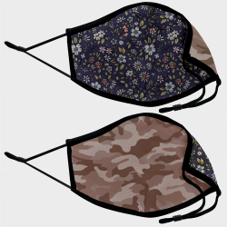Mascarilla algodón orgánico reversible mediana flores navy homologada con protección +90%