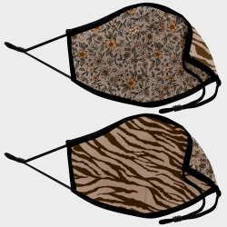 Mascarilla algodón orgánico reversible pequeña flores gris homologada con protección +90%